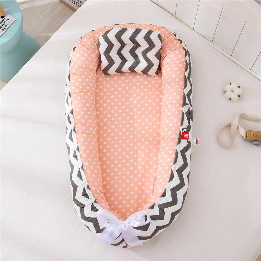 Baby Infant Nest Lounger Portable Breathable Travel Home Bed Crib With Pillow