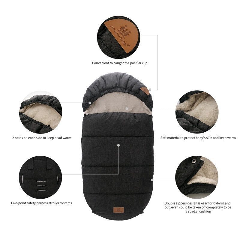 Baby Sleeping bag Sack Thick Blanket Anti-kick Plus Velvet Thickened For Stroller