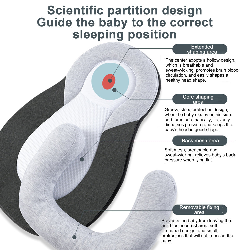 Newborn Baby Anti flat head Pillow Cushion Nest Bed Crib Lounger Portable