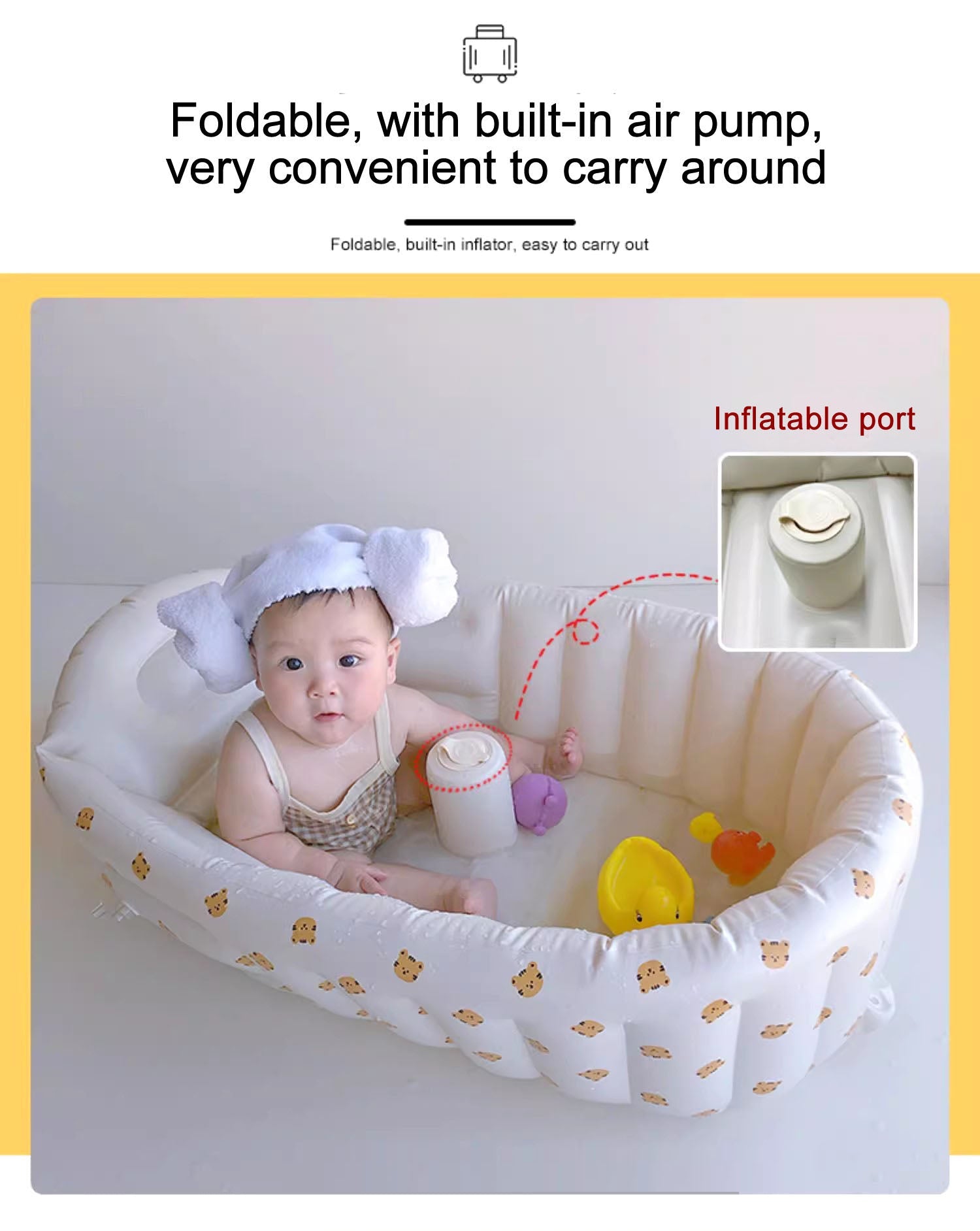 Portable baby bath tub newborn bath foldable children's inflatable swimming pool