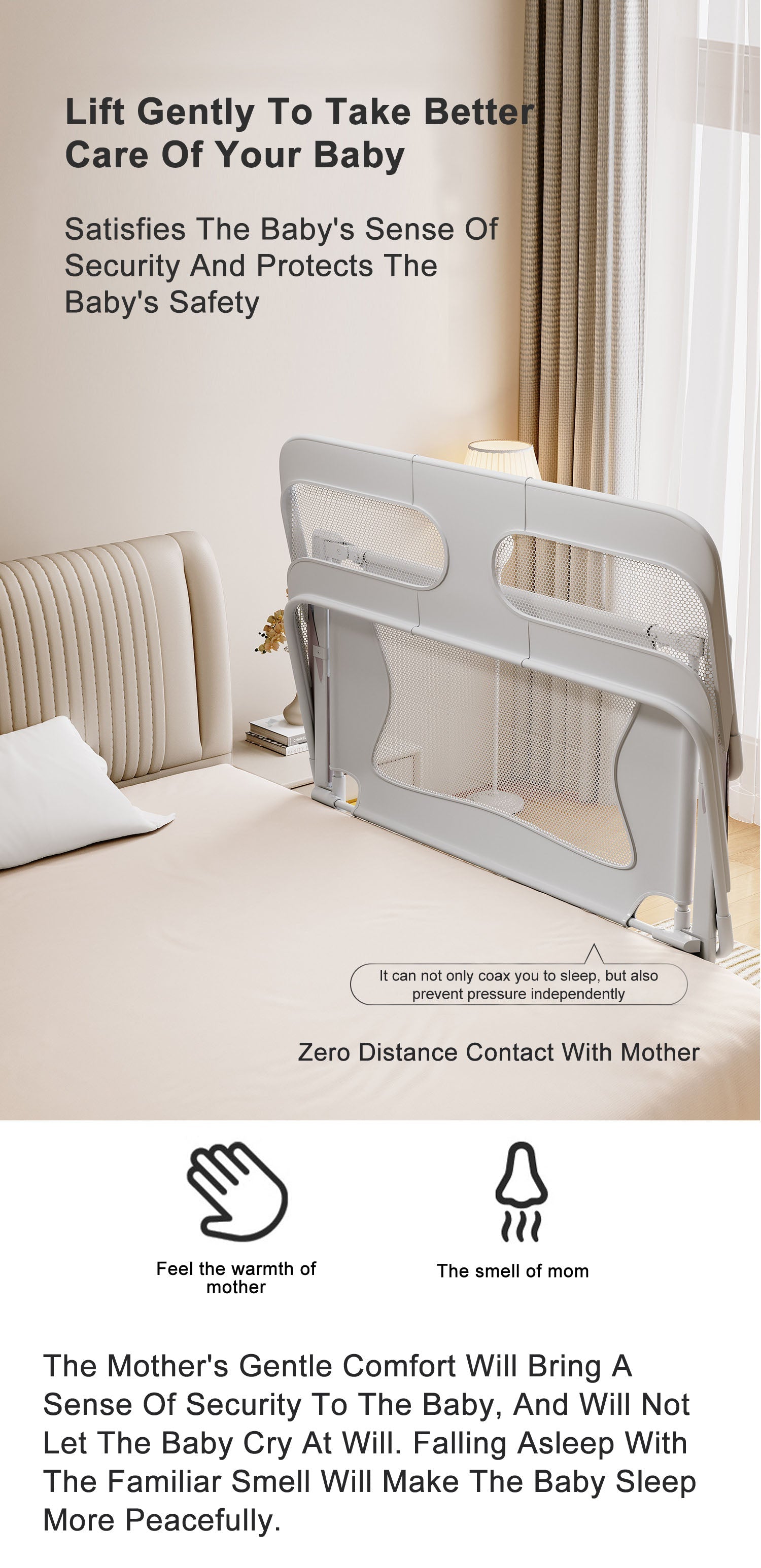 Baby Bed Bedside Bassinet Crib Sleeper 3 in 1 Folding Portable Breathable Safe