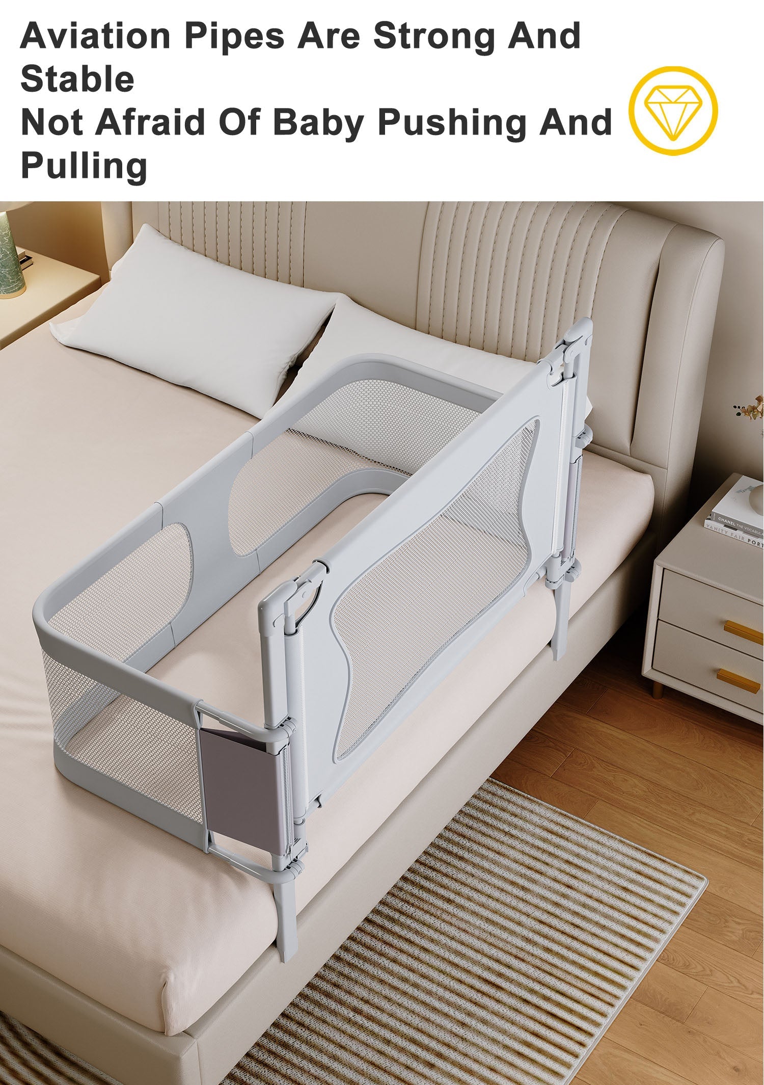 Baby Bed Bedside Bassinet Crib Sleeper 3 in 1 Folding Portable Breathable Safe