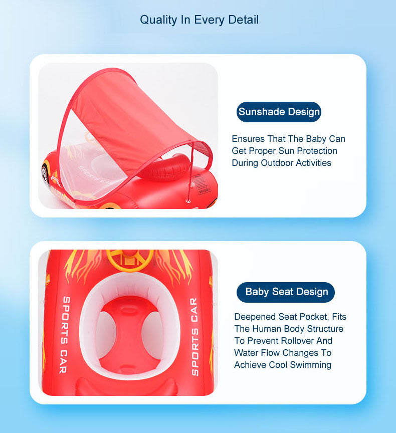 Baby Infant Swimming Pool float Sunshade Inflatable Sports Car Style