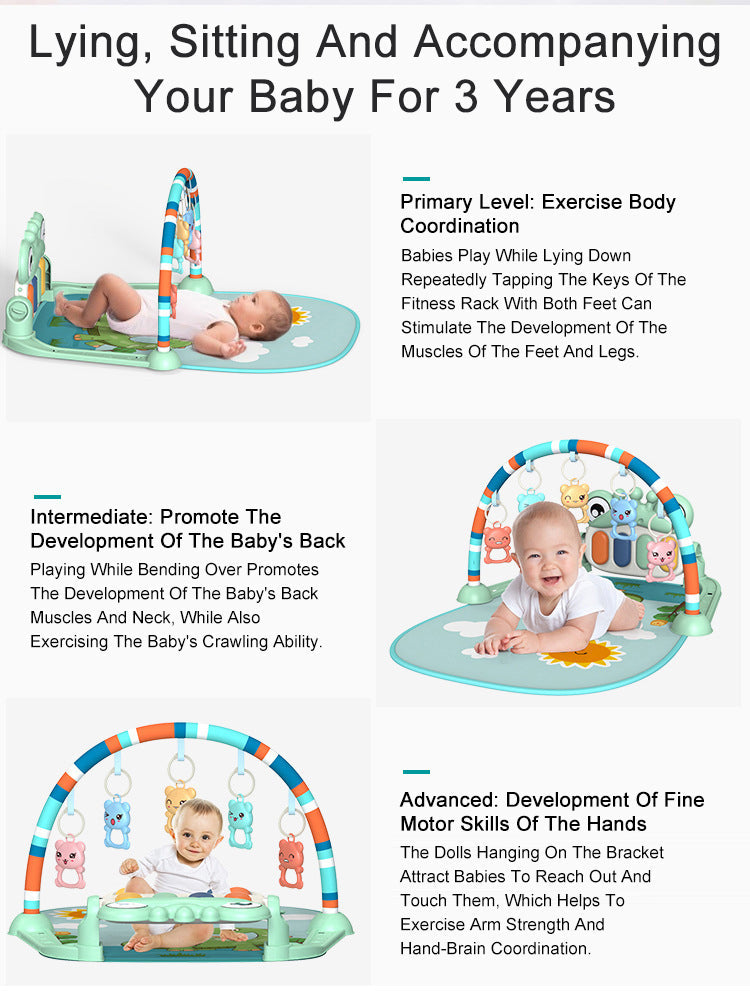 Baby Gym Game Mat Music Pedal Piano Toy 0-36 Months Newborn