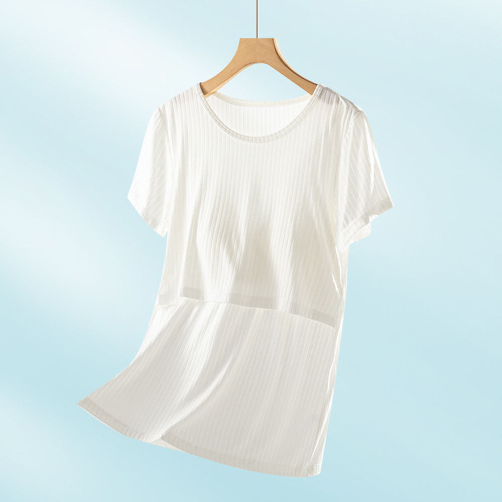 Short Sleeve Nursing Pajama Set: Button Down Sleepwear Bump