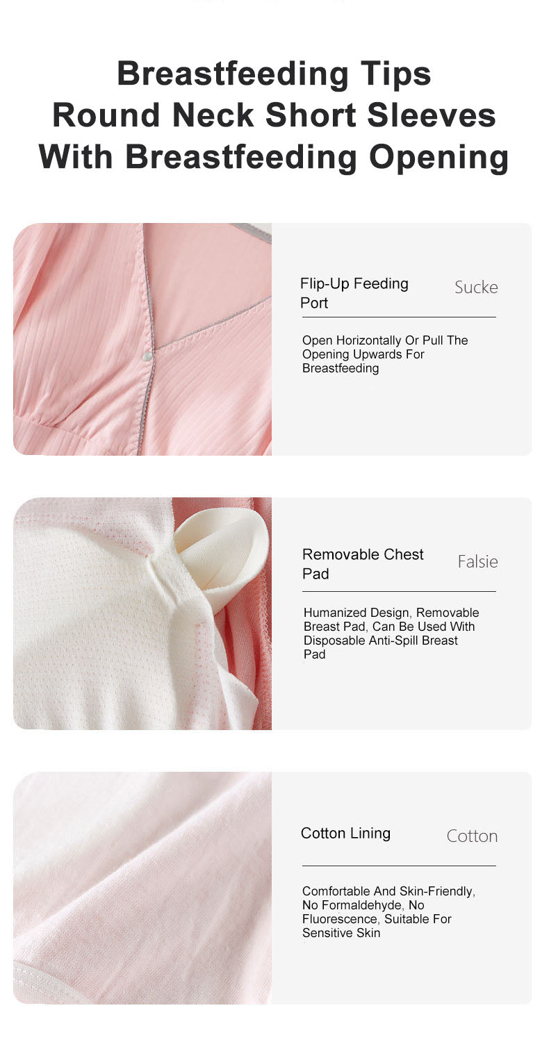 Short Sleeve Nursing Pajama : Button Down Sleepwear Bump