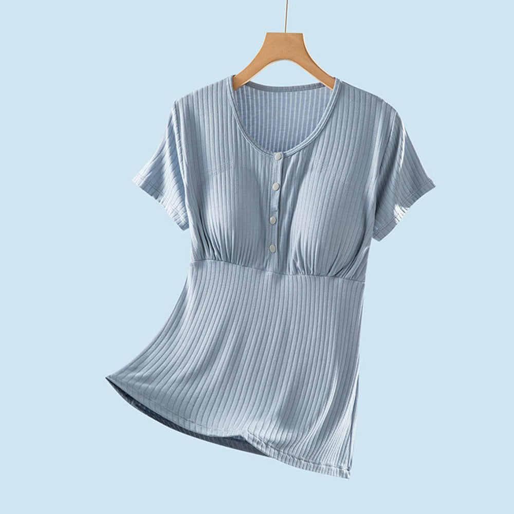 Nursing Tops Short-Sleeved T-shirts Large-size Front buttoning