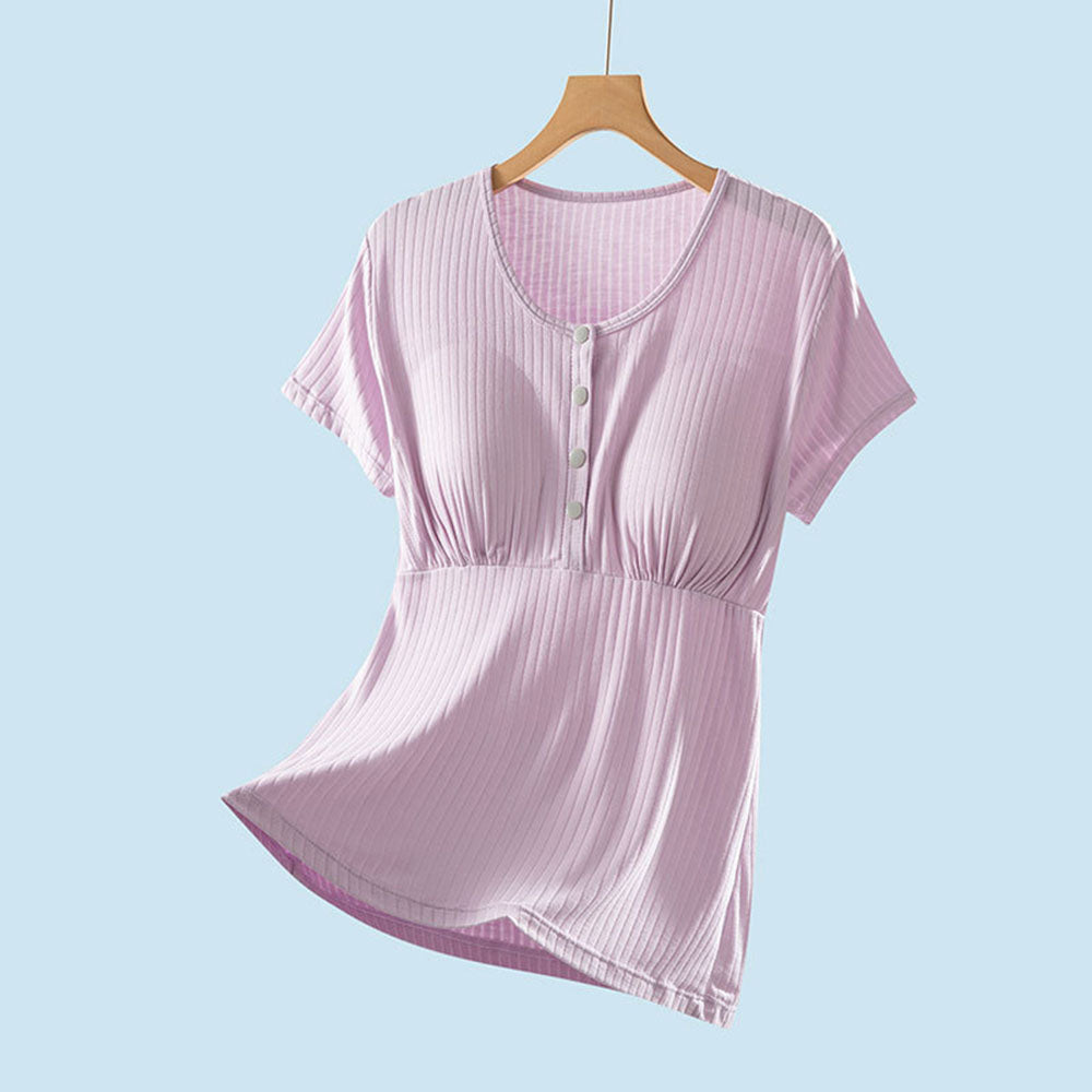 Nursing Tops Short-Sleeved T-shirts Large-size Front buttoning
