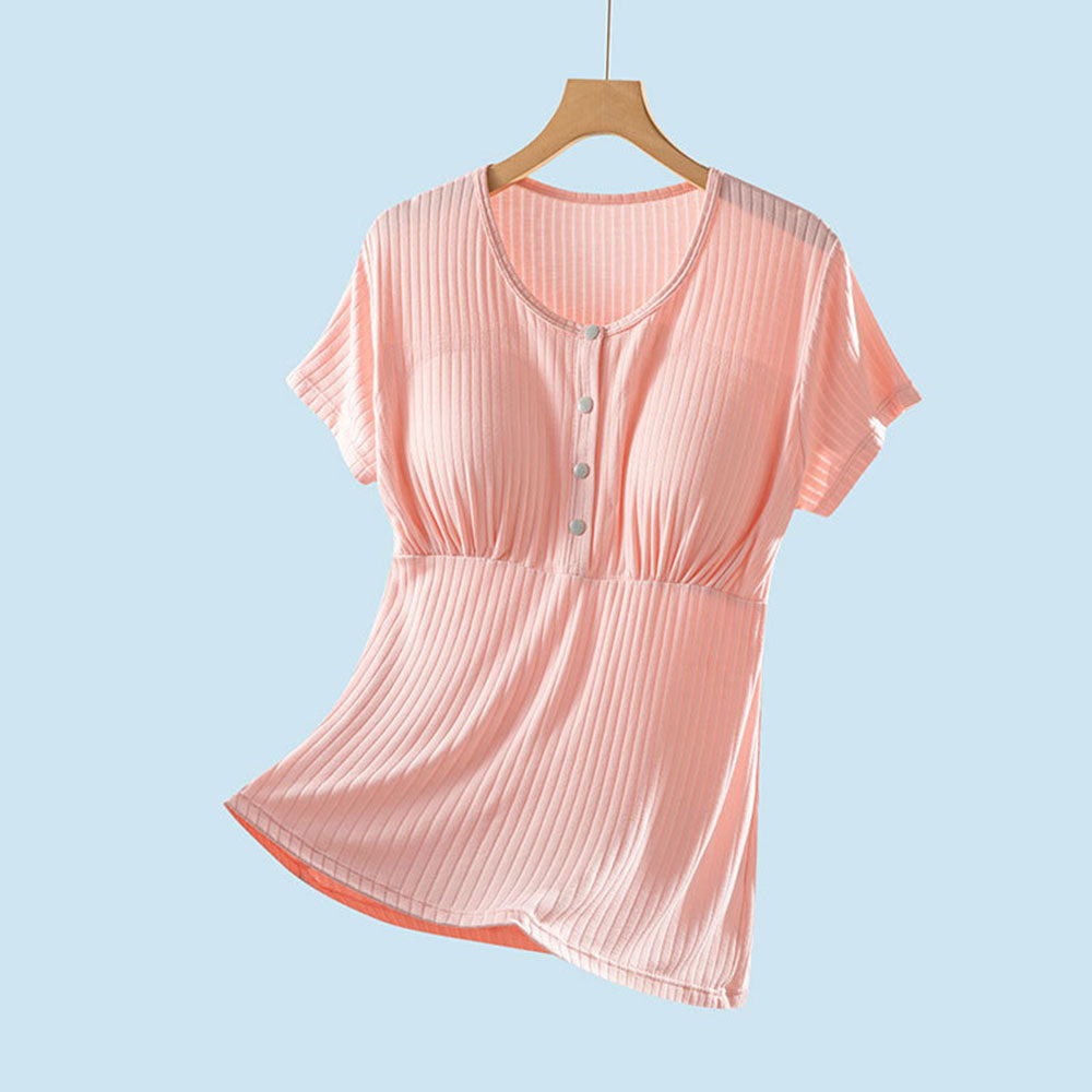 Nursing Tops Short-Sleeved T-shirts Large-size Front buttoning