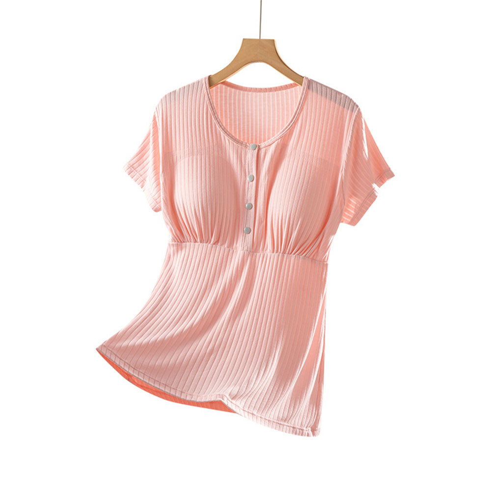 Nursing Tops Short-Sleeved T-shirts Large-size Front buttoning