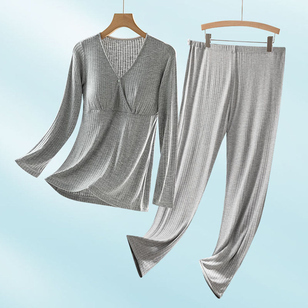 Nursing Breastfeeding Long-sleeved Pajamas Suit