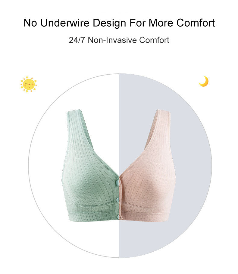 Cotton Nursing Bras: Front Button & Large Size