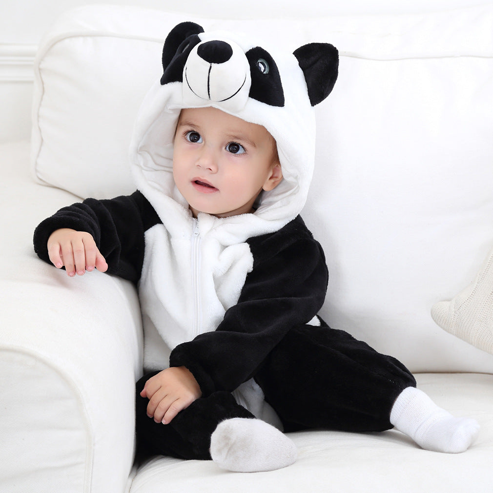Baby and toddler bodysuit onesies flannel animal shape romper