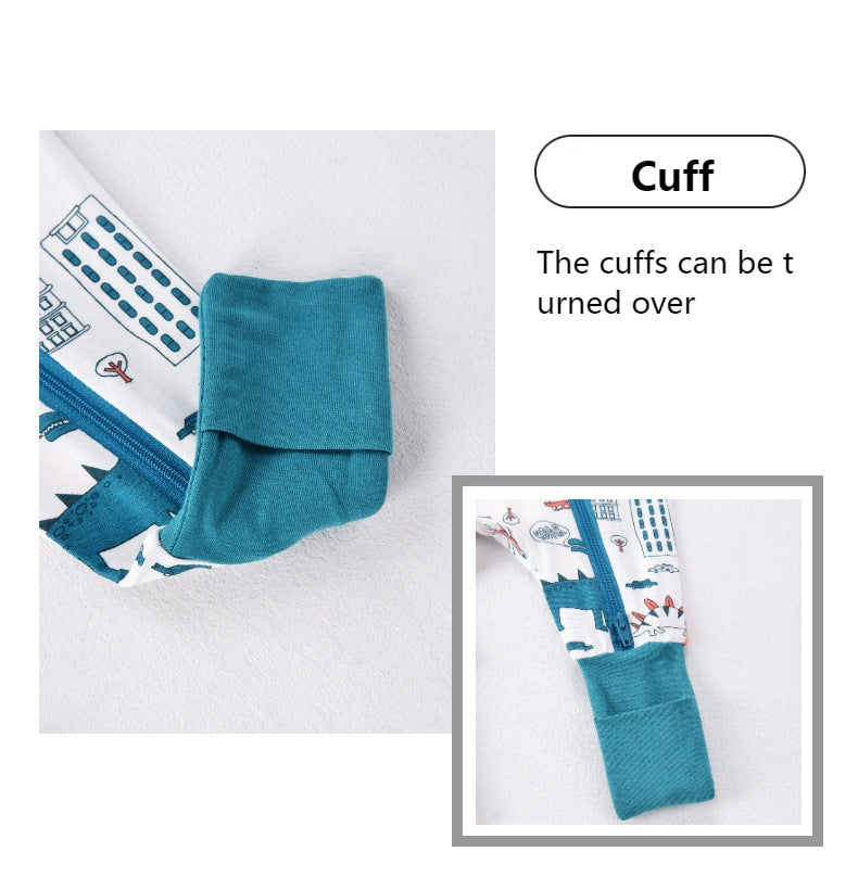 Bamboo fiber baby long-sleeved Zipper onesie Romper Fit All Season