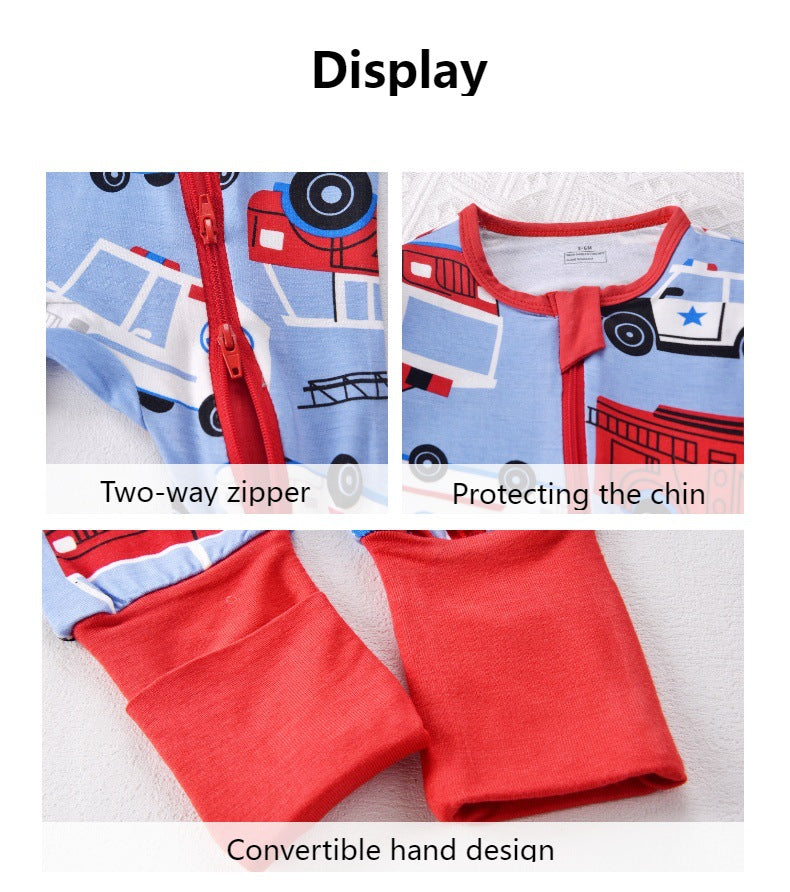 Bamboo fiber baby long-sleeved Zipper onesie Romper Fit All Season