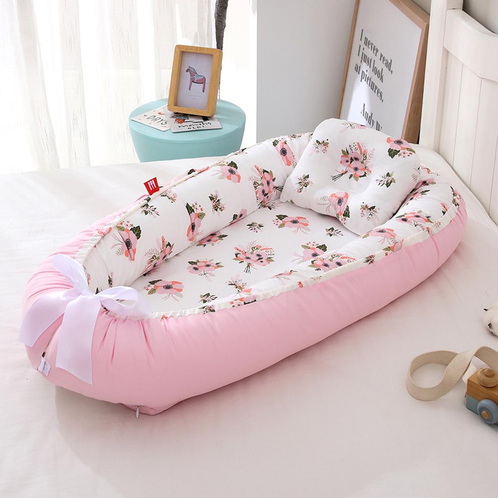 Baby Infant Nest Lounger Portable Breathable Travel Home Bed Crib With Pillow