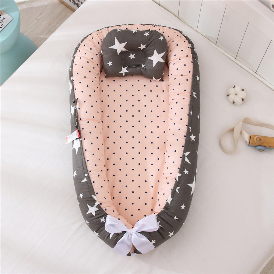 Baby Infant Nest Lounger Portable Breathable Travel Home Bed Crib With Pillow