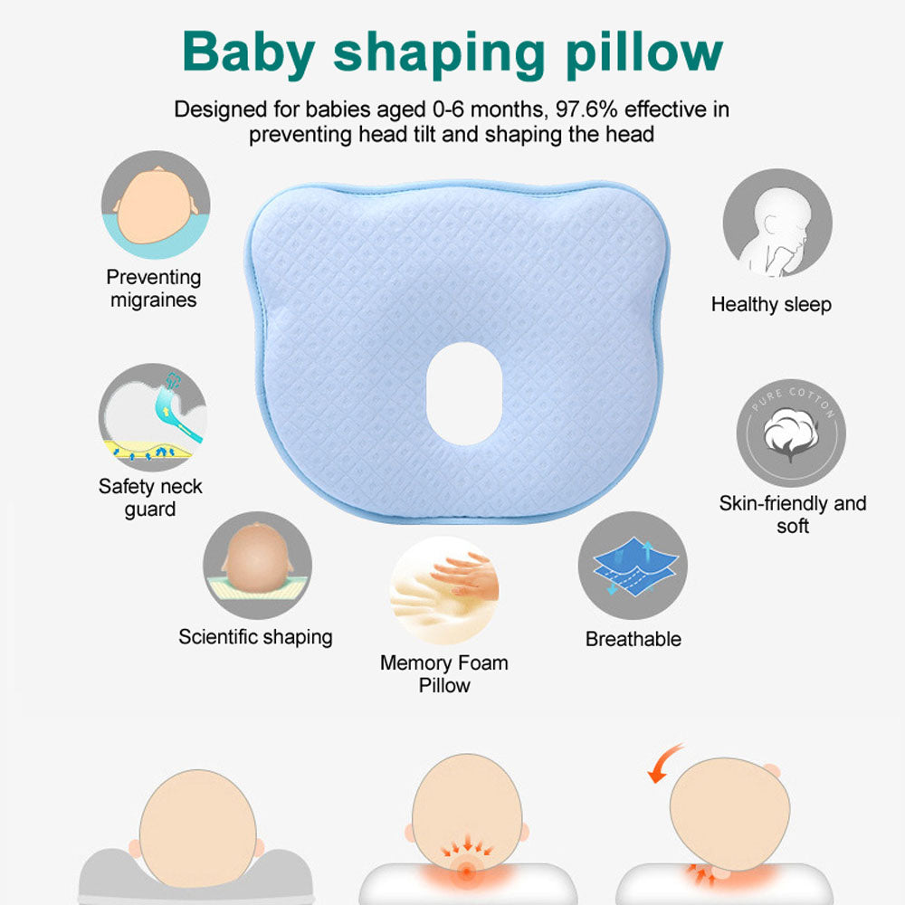 Baby Newborn Anti Flat Head Pillow Tilt Memory Foam