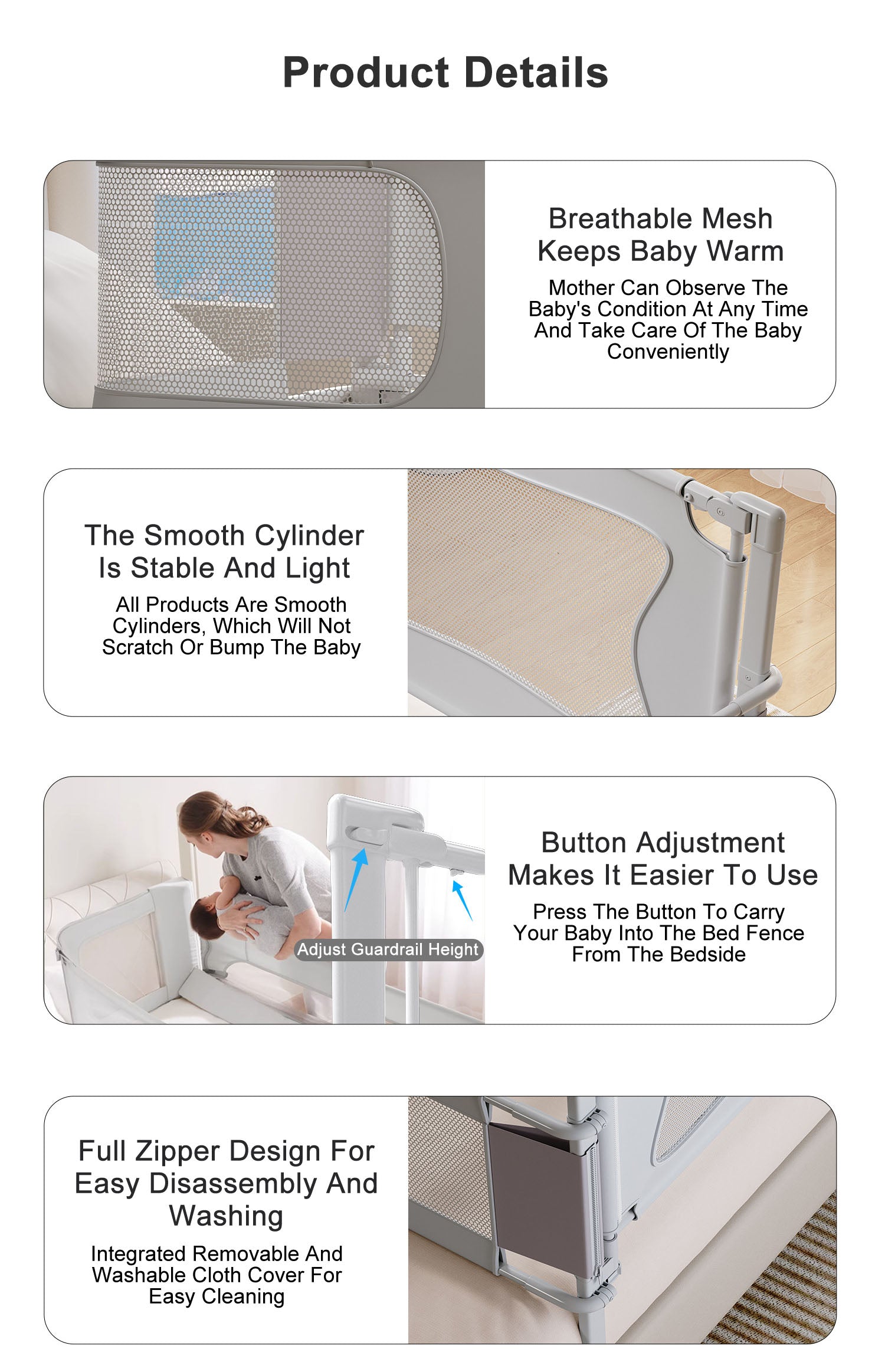 Baby Bed Bedside Bassinet Crib Sleeper 3 in 1 Folding Portable Breathable Safe