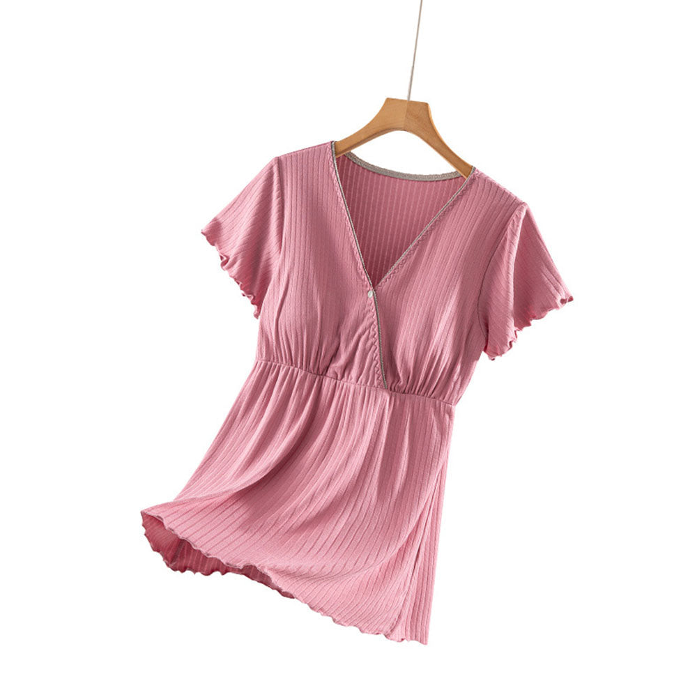 Short Sleeve Nursing Pajama : Button Down Sleepwear Bump