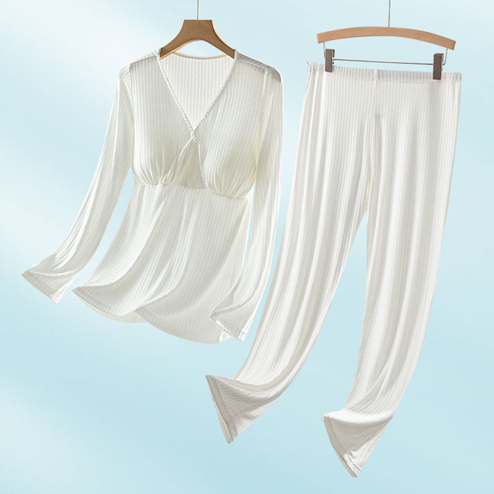 Nursing Breastfeeding Long-sleeved Pajamas Suit