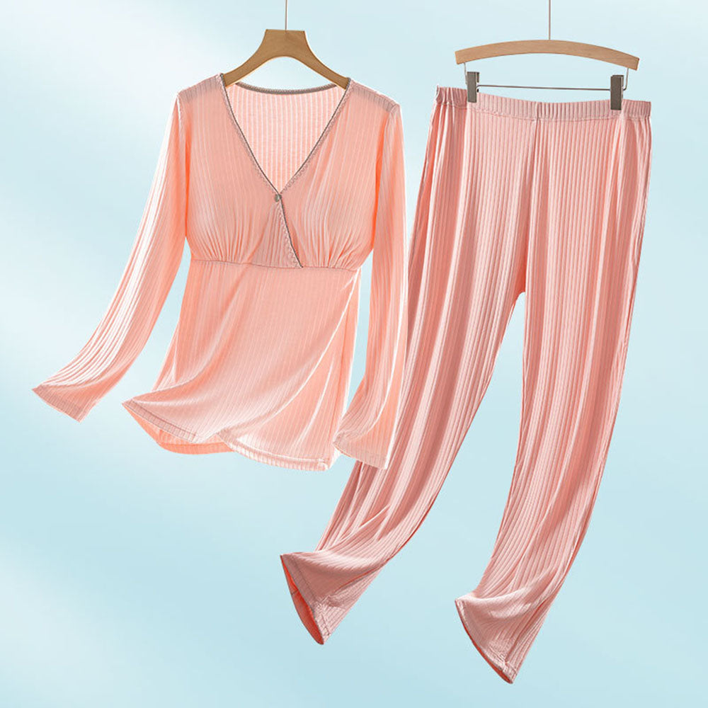 Nursing Breastfeeding Long-sleeved Pajamas Suit